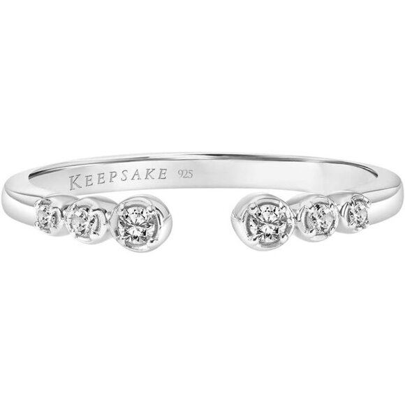Keepsake Open Ring with Diamonds in Sterling Silver - Picture 2 of 6